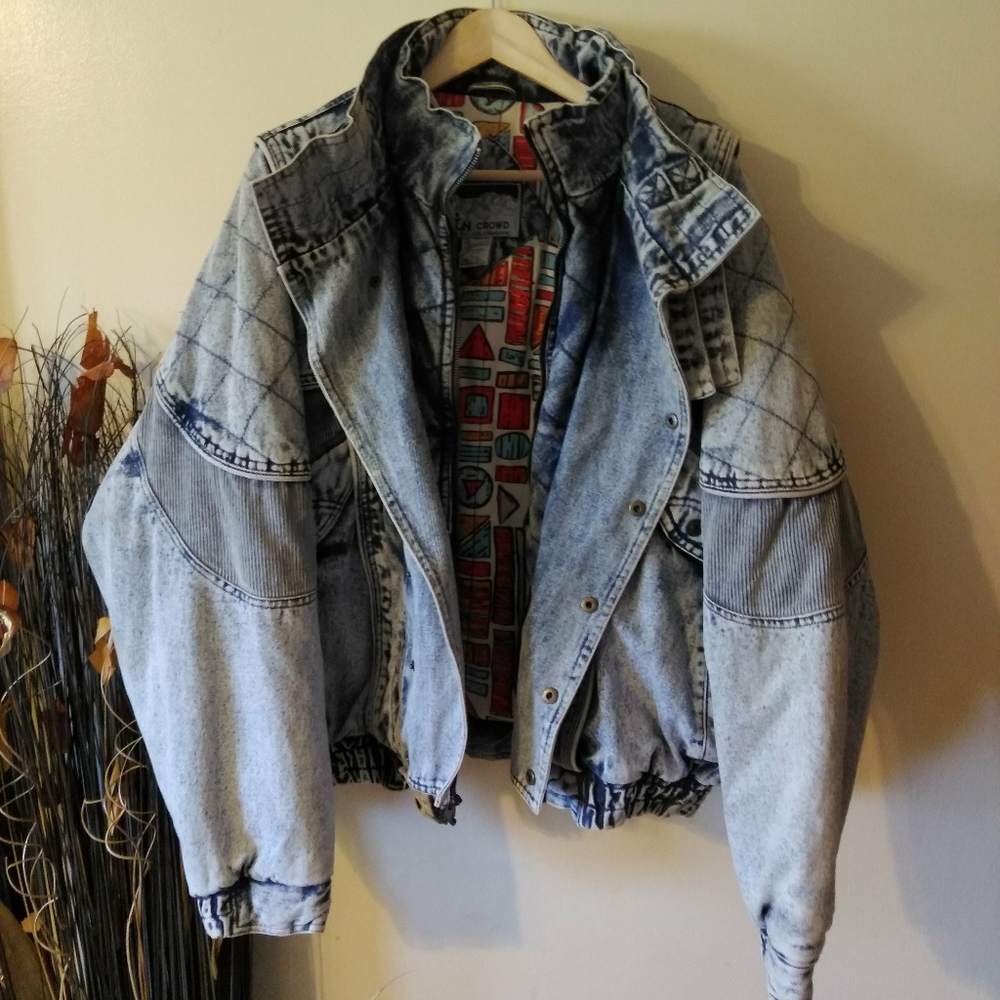 VTG Grudge In Crowd 80s Denim Coat Size XL